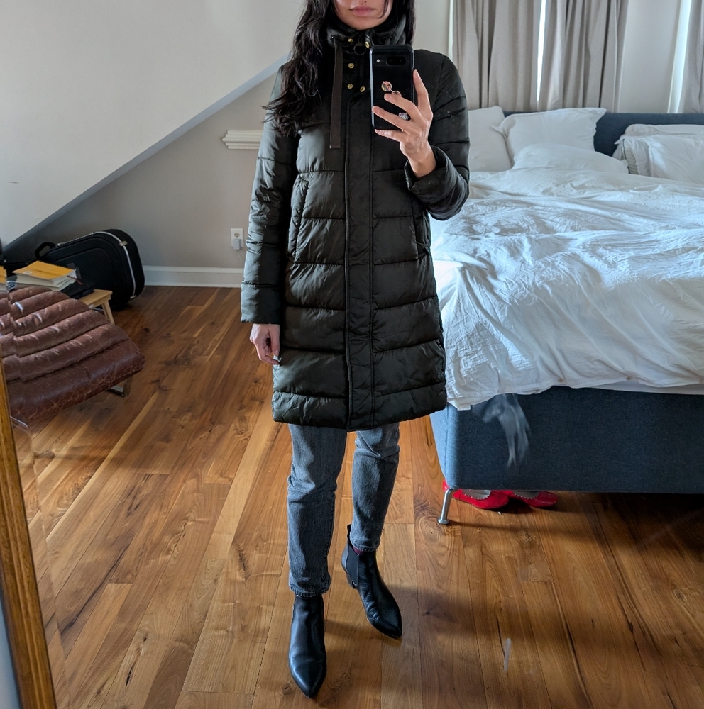 Barbour Olive Weatheram Puffer Coat (US size 4)